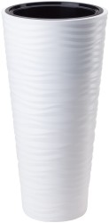 Doniczka wysoka, okrągła, fale 3D, 52cm Sahara Slim + wkład