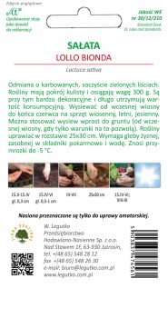 Sałata Lollo Bionda, zielona, fryzowana 1g