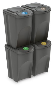 Kosze do segregacji odpadów 4x35 l, SORTIBOX IKWB35S4, Prosperplast