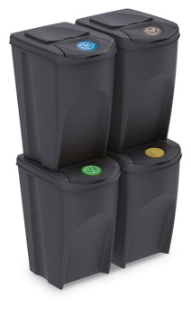 Kosze do segregacji odpadów 4x35 l, SORTIBOX IKWB35S4, Prosperplast