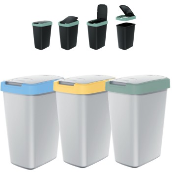Zestaw koszy na śmieci 3x12 l, Popielaty, COMPACTA Q, Prosperplast