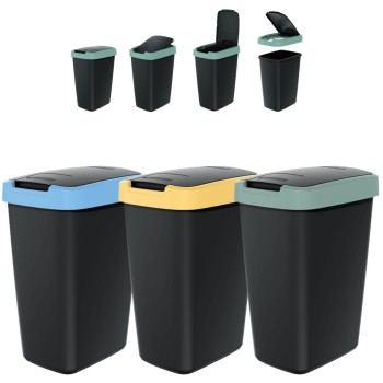 Zestaw koszy na śmieci 3x12 l, Czarny, COMPACTA Q, Prosperplast