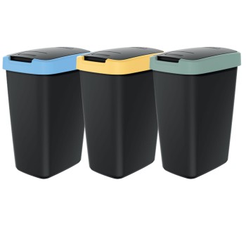 Zestaw koszy na śmieci 3x12 l, Czarny, COMPACTA Q, Prosperplast
