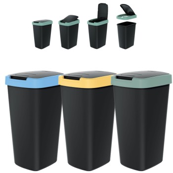 Zestaw koszy na śmieci 3x25 l, Czarny, COMPACTA Q, Prosperplast