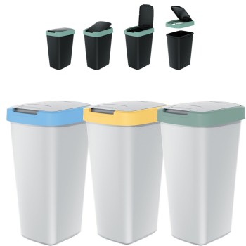 Zestaw koszy na śmieci 3x25 l, Popielaty, COMPACTA Q, Prosperplast