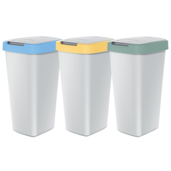 Zestaw koszy na śmieci 3x25 l, Popielaty, COMPACTA Q, Prosperplast