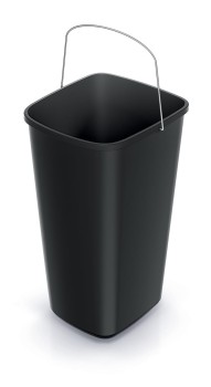 Kosz na śmieci 25 l, z metalową rączką, Czarny, Compacta Q basica, Prosperplast
