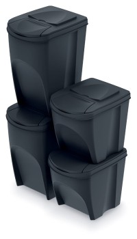 Kosze do segregacji odpadów 2x25 l i 2x35 l, Czarny, SORTIBOX IKWBMS4, Prosperplast
