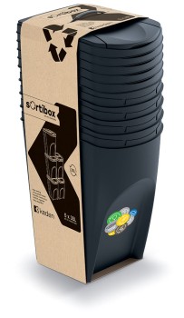Kosze do segregacji odpadów 5x35 l, Czarny, SORTIBOX IKWB35S5, Prosperplast
