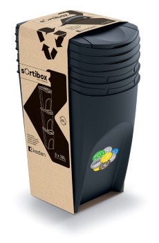 Kosze do segregacji odpadów 3x35 l, Czarny, SORTIBOX IKWB35S3, Prosperplast