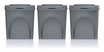 Kosze do segregacji odpadów 3x25 l, Czarny, SORTIBOX IKWB25S3, Prosperplast