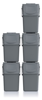 Kosze do segregacji odpadów 5x25 l, z rączką, Czarny SORTIBOX ISWB25S5, Prosperplast