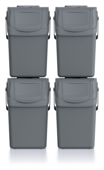 Kosze do segregacji odpadów 4x25 l, z rączką, Czarny, SORTIBOX ISWB25S4, Prosperplast