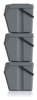 Kosze do segregacji odpadów 3x25 l, z rączką, Czarny, SORTIBOX ISWB25S3, Prosperplast