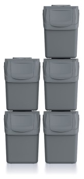 Kosze do segregacji odpadów 5x20 l, Czarny, SORTIBOX ISWB20S5, Prosperplast