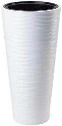 Doniczka wysoka, okrągła, fale 3D,68 cm Sahara Slim + wkład