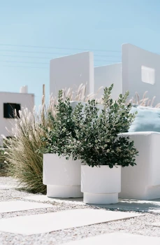 Doniczka okrągła HEOS DBHEN470 z wkładem, zielona pinia, Prosperplast