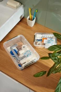 Pojemnik do przechowywania Antybakteryjny 9 l, rączka i organizer 30x30 cm Orplast