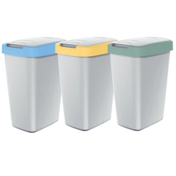 Zestaw koszy na śmieci 3x12 l, Popielaty, COMPACTA Q, Prosperplast