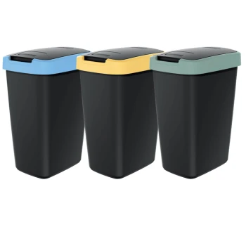 Zestaw koszy na śmieci 3x12 l, Czarny, COMPACTA Q, Prosperplast