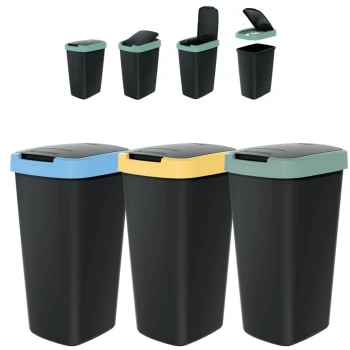 Zestaw koszy na śmieci 3x25 l, Czarny, COMPACTA Q, Prosperplast