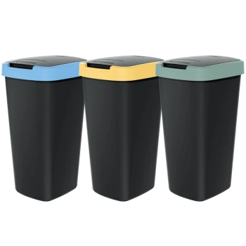 Zestaw koszy na śmieci 3x25 l, Czarny, COMPACTA Q, Prosperplast