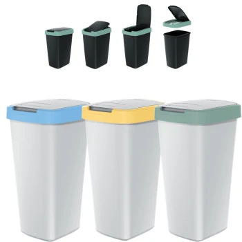 Zestaw koszy na śmieci 3x25 l, Popielaty, COMPACTA Q, Prosperplast