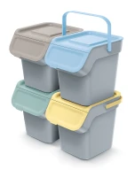 Kosze do segregacji odpadów 4x20 l, z filtrem węglowym, Smooth gray, KADDI Q SET4, Prosperplast