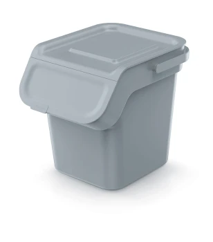 Kosze do segregacji odpadów 4x20 l, z filtrem węglowym, Smooth gray, KADDI Q SET4, Prosperplast