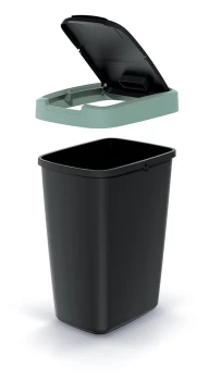 Kosz na śmieci 12 l, Jasny zielony, Czarny, COMPACTA Q, Prosperplast