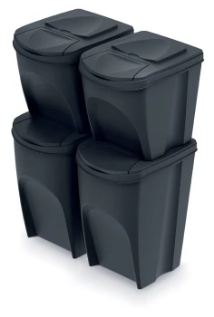Kosze do segregacji odpadów 2x25 l i 2x35 l, Czarny, SORTIBOX IKWBMS4, Prosperplast