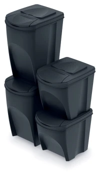 Kosze do segregacji odpadów 2x25 l i 2x35 l, Czarny, SORTIBOX IKWBMS4, Prosperplast