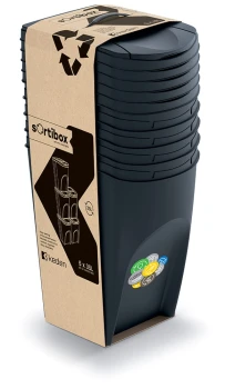 Kosze do segregacji odpadów 5x35 l, Czarny, SORTIBOX IKWB35S5, Prosperplast