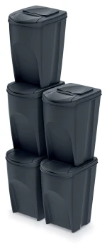 Kosze do segregacji odpadów 5x35 l, Czarny, SORTIBOX IKWB35S5, Prosperplast