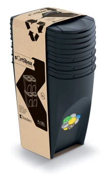 Kosze do segregacji odpadów 4x35 l, Czarny, SORTIBOX IKWB35S4, Prosperplast
