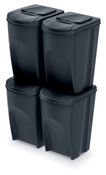 Kosze do segregacji odpadów 4x35 l, Czarny, SORTIBOX IKWB35S4, Prosperplast