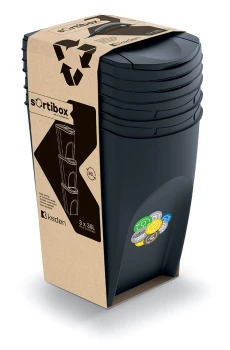 Kosze do segregacji odpadów 3x35 l, Czarny, SORTIBOX IKWB35S3, Prosperplast