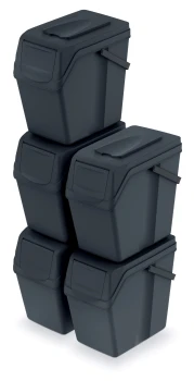 Kosze do segregacji odpadów 5x25 l, z rączką, Czarny SORTIBOX ISWB25S5, Prosperplast
