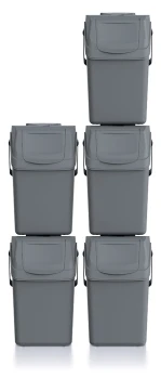 Kosze do segregacji odpadów 5x25 l, z rączką, Czarny SORTIBOX ISWB25S5, Prosperplast