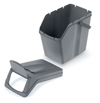 Kosze do segregacji odpadów 4x25 l, z rączką, Czarny, SORTIBOX ISWB25S4, Prosperplast