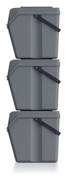 Kosze do segregacji odpadów 3x25 l, z rączką, Czarny, SORTIBOX ISWB25S3, Prosperplast