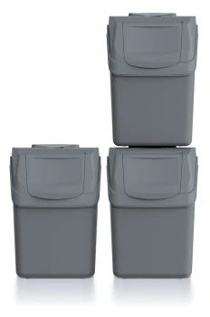Kosze do segregacji odpadów 3x20 l, Czarny, SORTIBOX ISWB20S3
