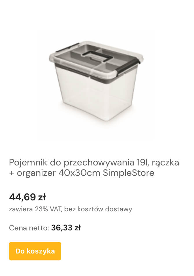 Pojemnik do przechowywania 19 l